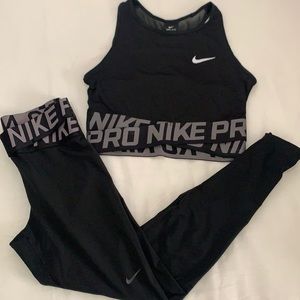Nike PRO black compression leggings set sz S and M